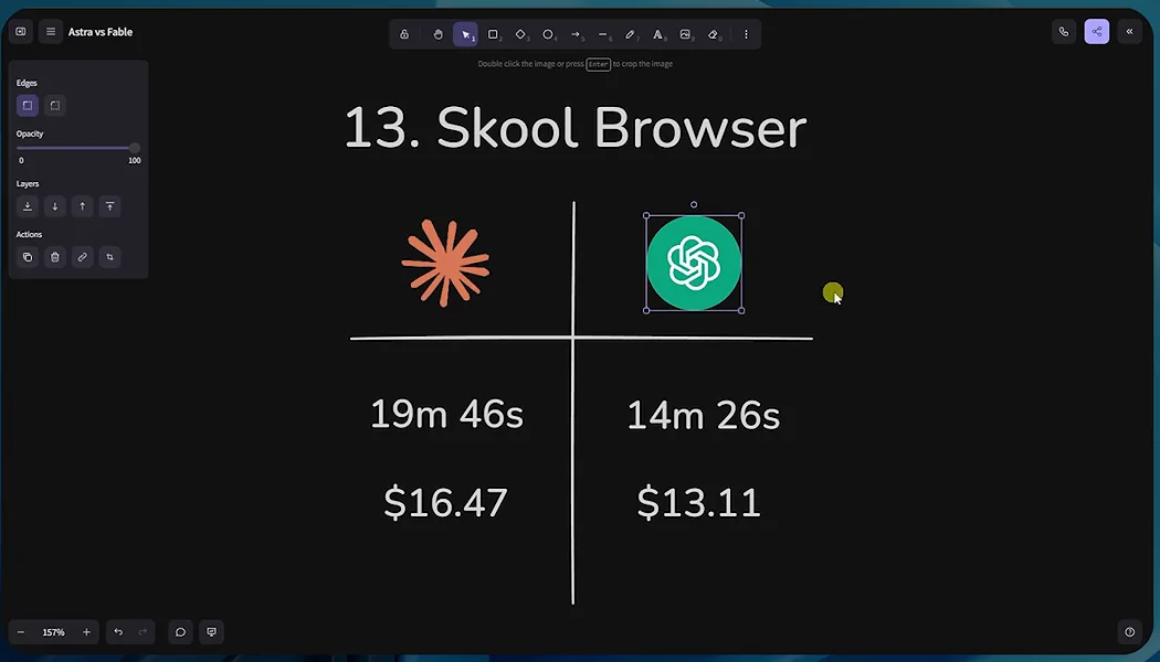네이트 허크의 점수판. 13. Skool Browser. 페이블 19분 46초 16.47달러, 아스트라 14분 26초 13.11달러